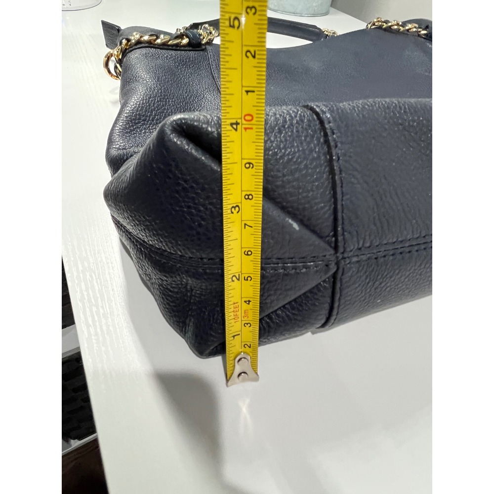 Michael Kors Navy‎ Blue Chain Shoulder Tote Bag Gold Accents - Picture 10 of 12